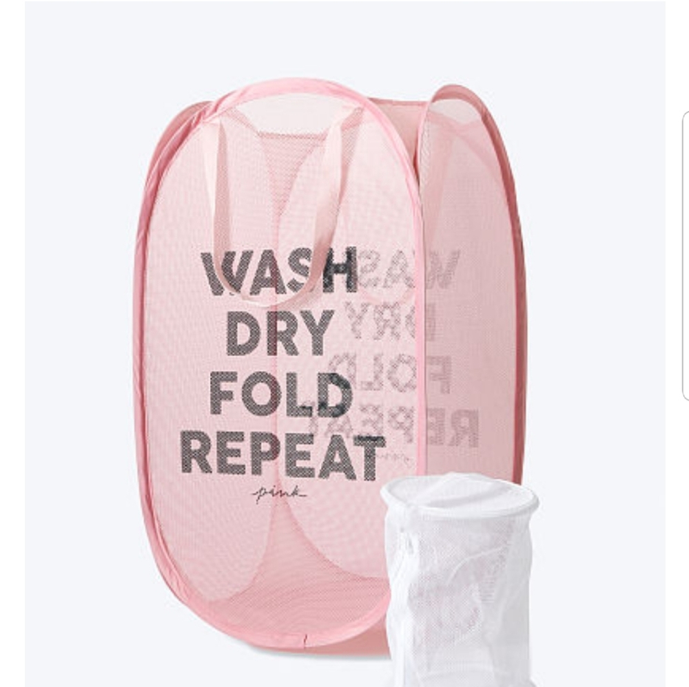 VS Pink Mesh Laundry Basket and Intimates Bag NWT
